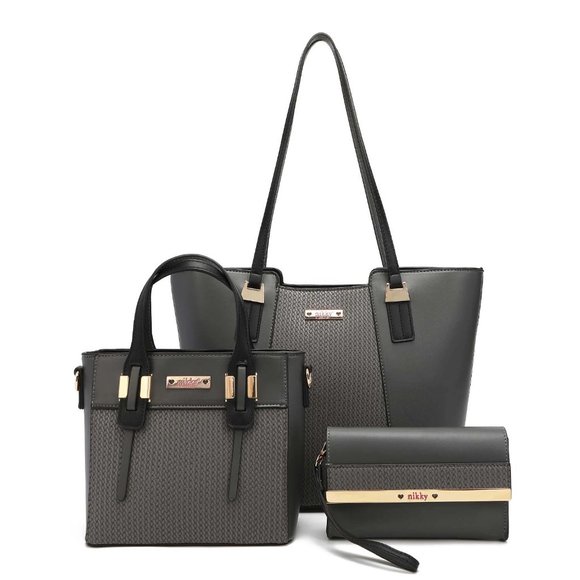 Nikky Bessie 3-Piece Shopper Bag Set NK12313 Grey - Picture 1 of 12